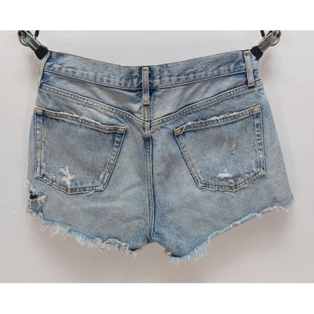 AGOLDE Parker Cutoff Denim Shorts Women's 27 Light Wash Distressed Festival Boho - Picture 2 of 6